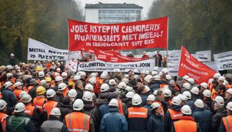 Putzmeister-Beschäftigte fordern den Erhalt der Standorte bei einer Protestaktion